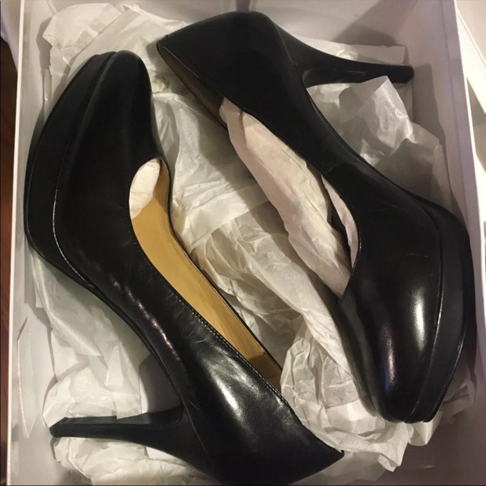 NEW Nine West Black Leather Heels Sz 7.5
